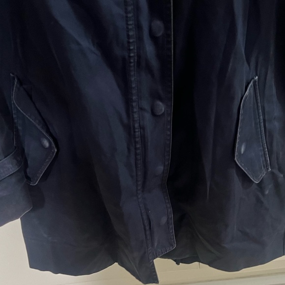 J Crew Trench Coat Navy Belvedere Swing Rain Military Zip Button Jacket Size 0 - Picture 2 of 9